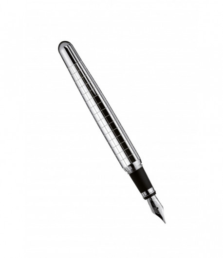 Stylo à Plume Otto Hutt Design 02 Corps et Capuchon Argent Massif Guilloché Décor Rectangualire Stylo à Plume Otto Hutt Design 02 Corps et Capuchon Argent Massif Guilloché Décor Rectangualire