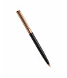 Stylomine Design 01 capuchon doré or rose ligné, corps laqué noir. Stylomine Design 01 capuchon doré or rose ligné, corps laqué noir.