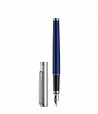 Stylo Plume Otto Hutt Design 01 Capuchon Argent Massif Ligné Corps laqué bleu Stylo Plume Otto Hutt Design 01 Capuchon Argent Massif Ligné Corps laqué bleu